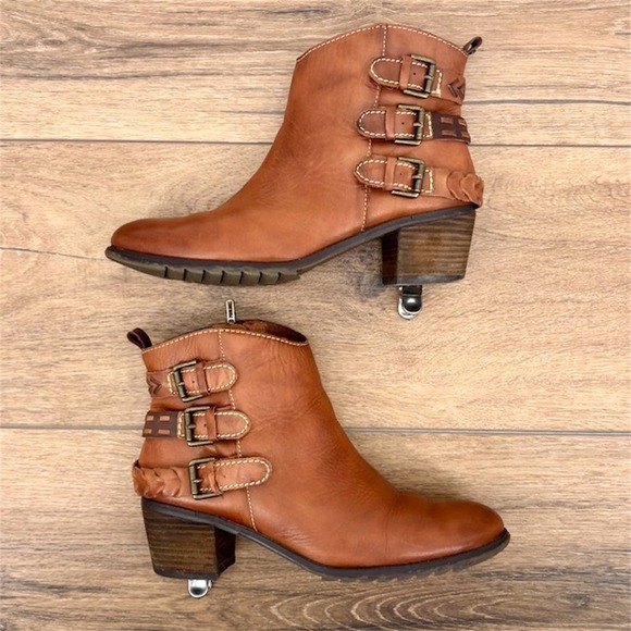 Pikolinos Andorra Women's Size 10.5 US 41 EU Brown Leather Triple Buckle Booties - Picture 6 of 8